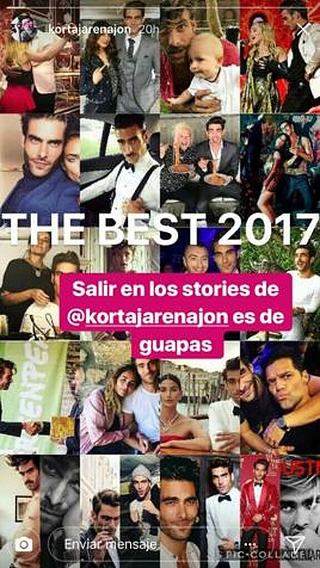 Captura de pantalla de La Vecina Rubia al Stories de Jon Kortajarena. Su foto es la primera.