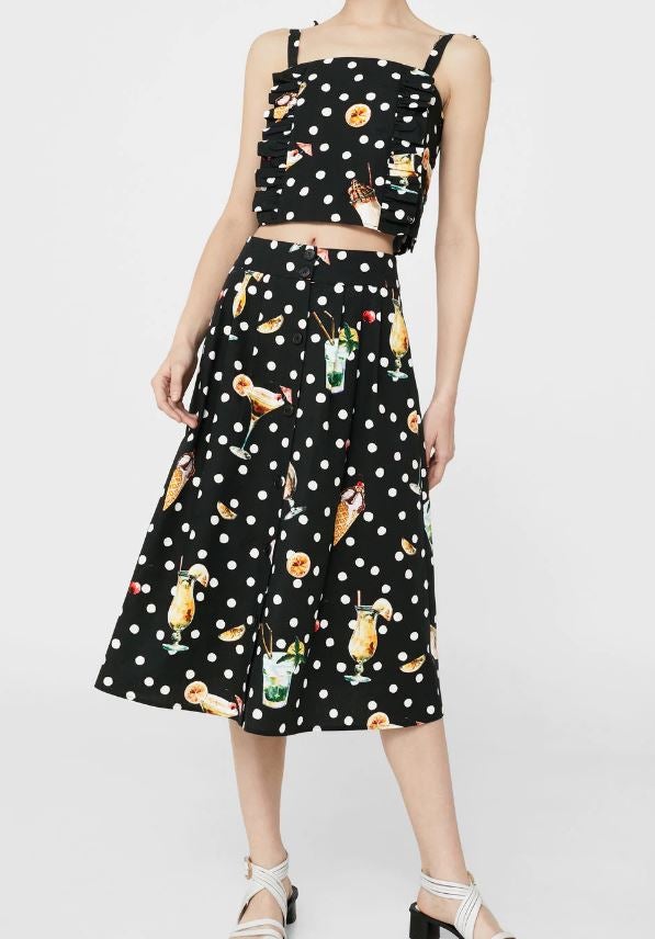 Falda estampada midi de Mango. Precio: 9,99 euros (antes 29,99 euros)