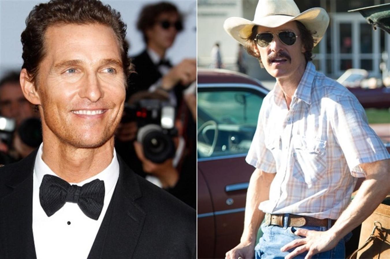 Matthew McConaughey  tuvo que perder mucho peso  para dar vida en Dallas Buyers Club a Ron Woodroof. La película le valió el Oscar al Mejor Actor.