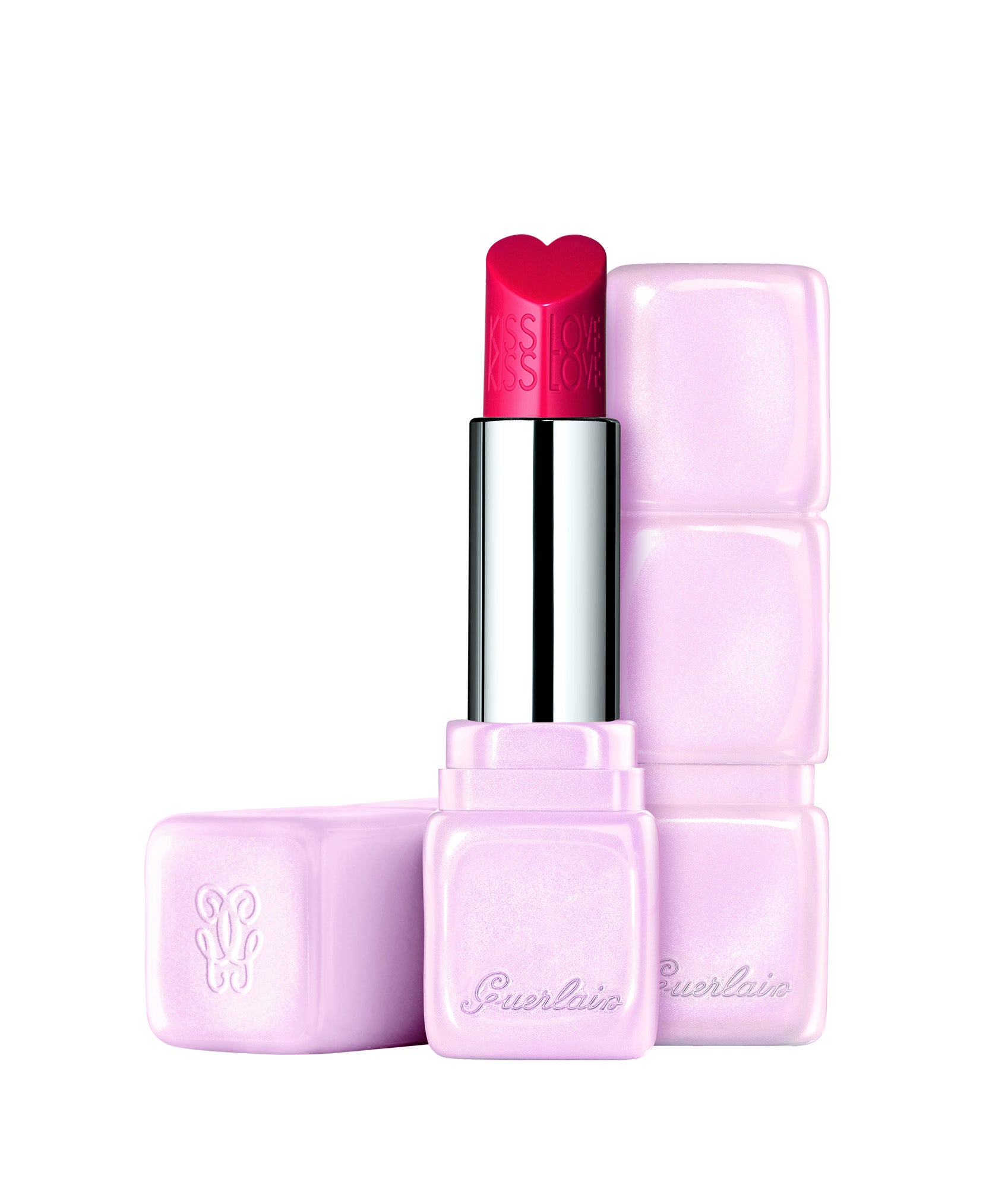 Pintalabios KissKiss LoveLove de Guerlain. Barra en forma de corazón con seis tonos primaverales del rojo anaranjado al marrón. (38,90€)