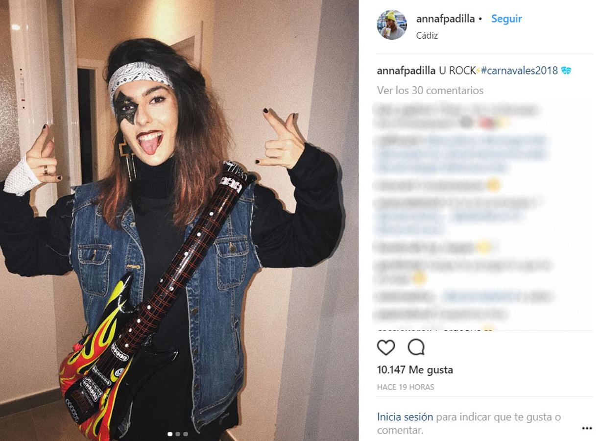 La hija de Paz Padilla, Anna Ferrer, escogió el disfraz de uno de los componentes de la banda 'Kiss'.