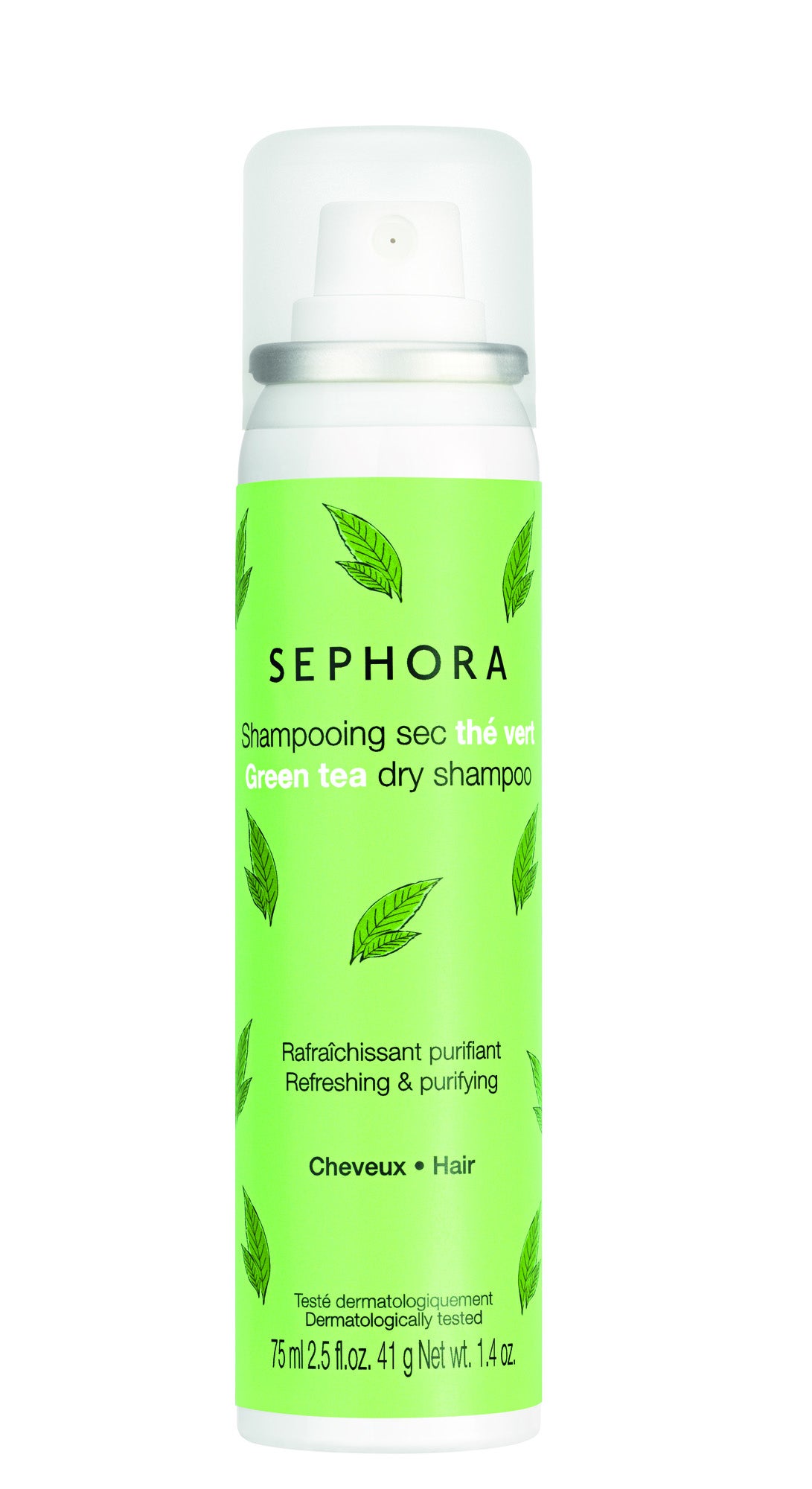 Champú en seco Té Verde de Sephora. Refresca y purifica el cabello, eliminando las impurezas de forma inmediata. Perfecto para llevar de viaje. (5,95€)