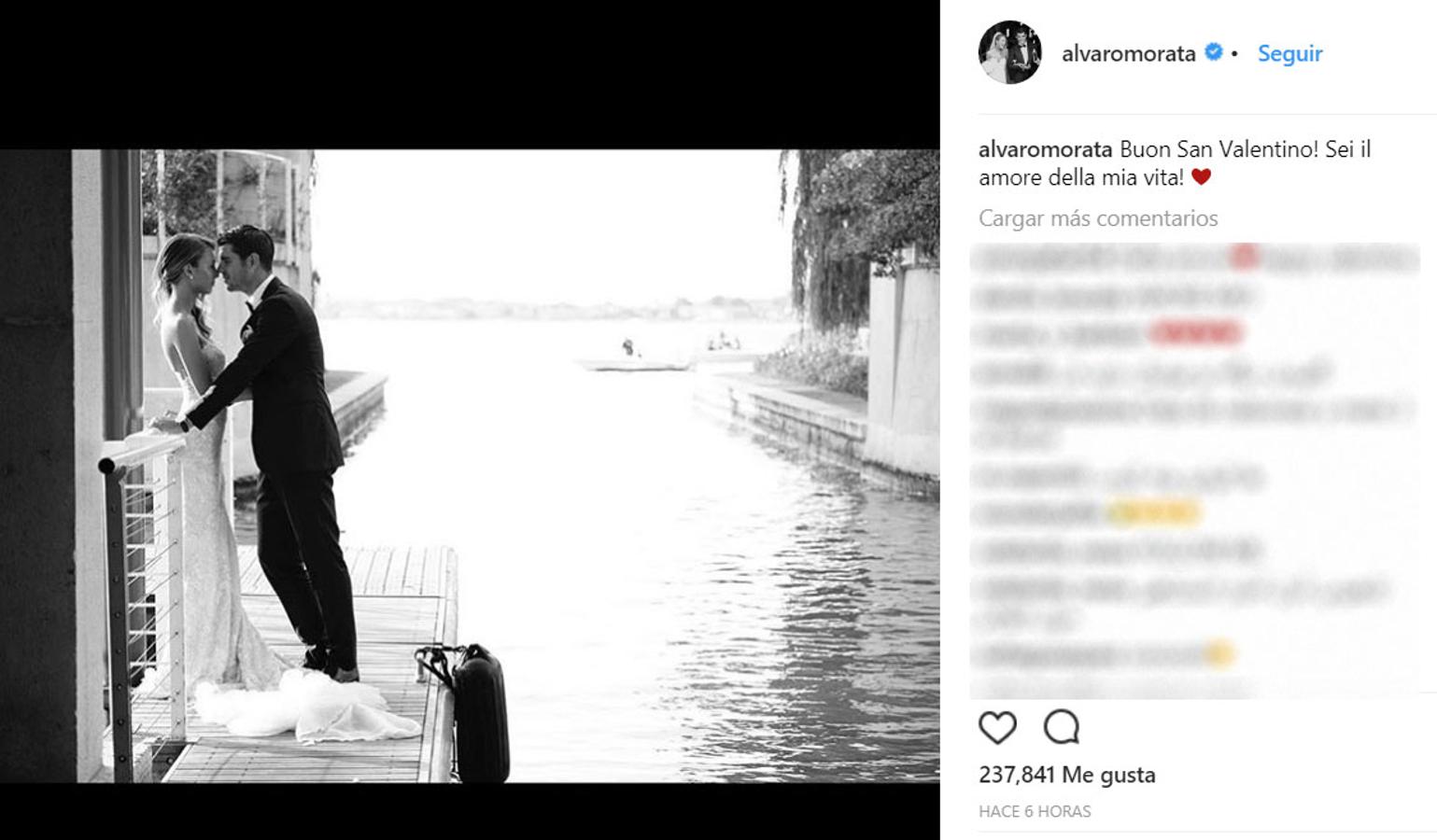 Álvaro Morata le dedicó esta preciosa felicitación de San Valentín a Alice Campello. Una instantánea en blanco y negro del día de su boda.