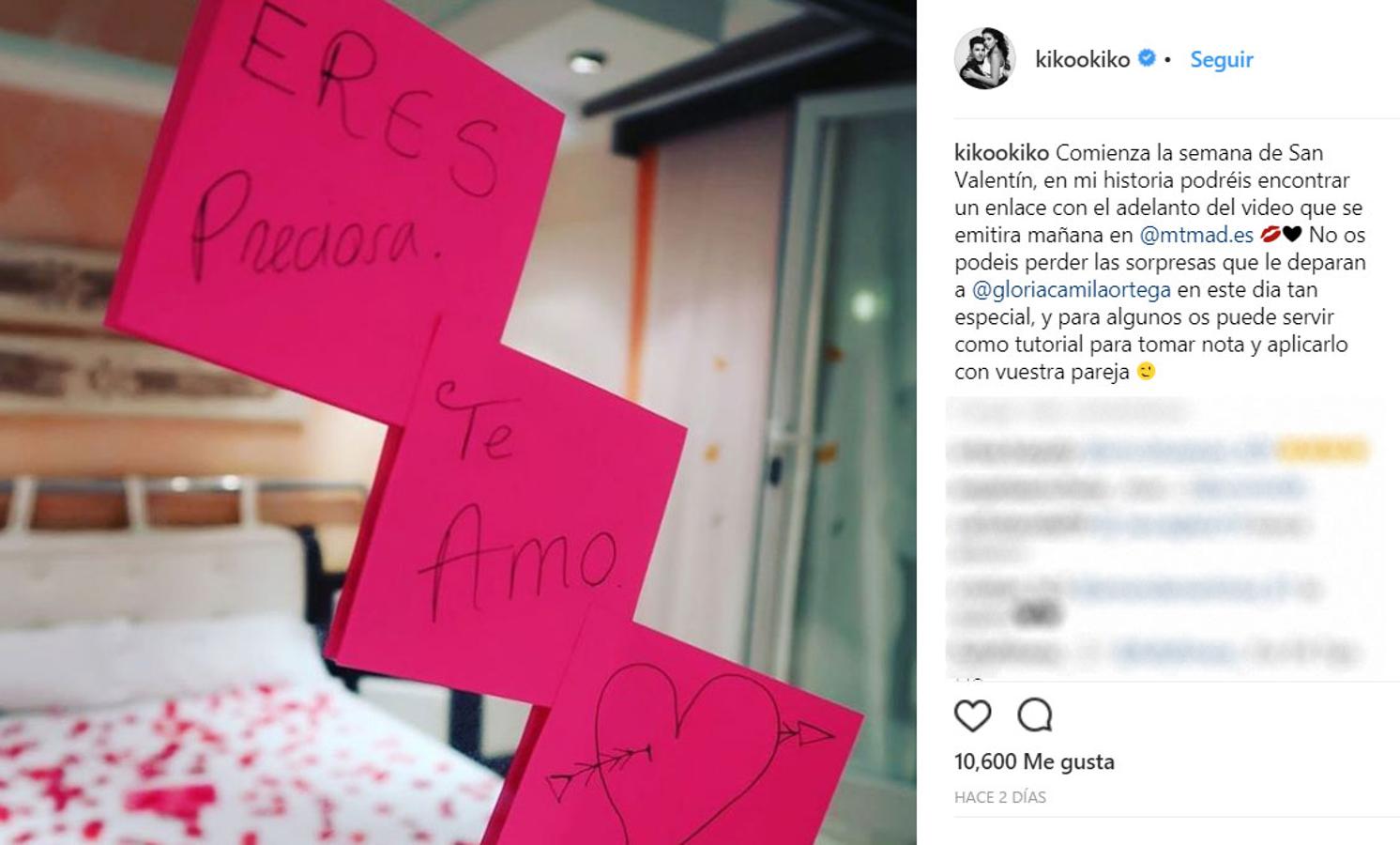 Kiko Jiménez y Gloria Camila han pasado un romántico San Valentín juntos, que han compartido en sus redes.