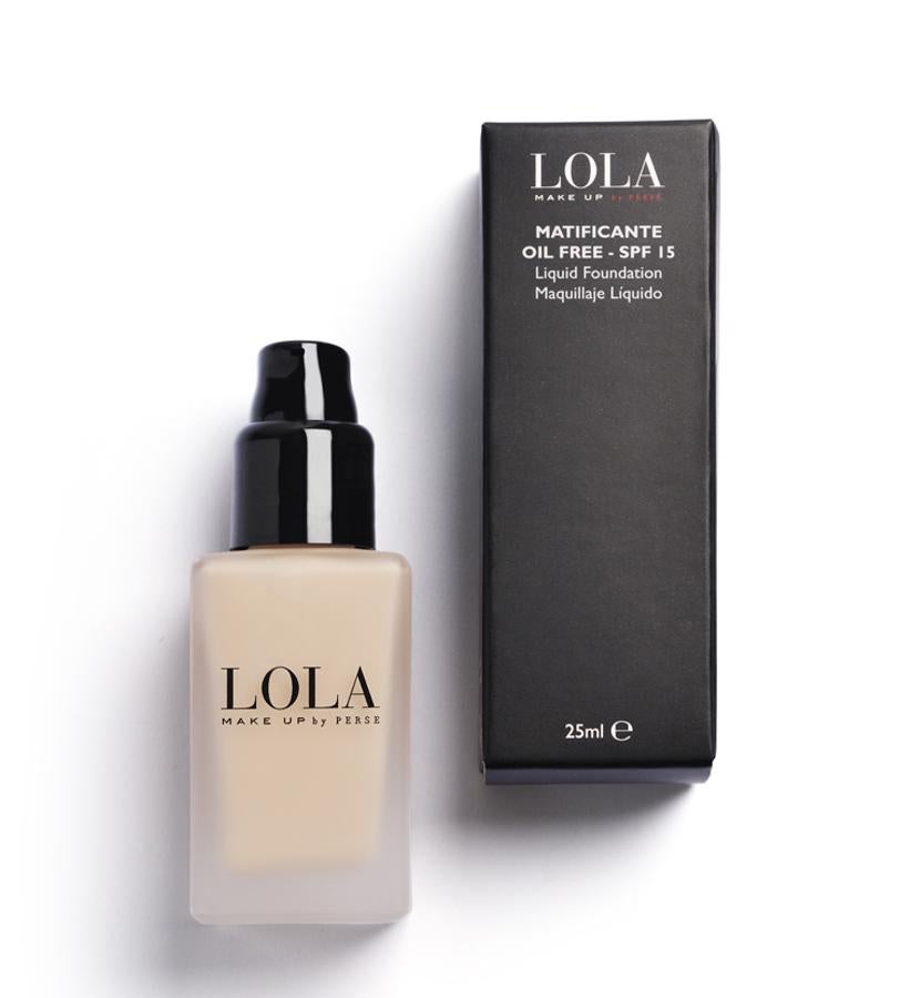 Base matificante de Lola Makeup. Base fluida de alta cobertura que iguala la piel, minimizando las imperfecciones y poros para un acabado mate de larga duración y natural. (13,95€)
