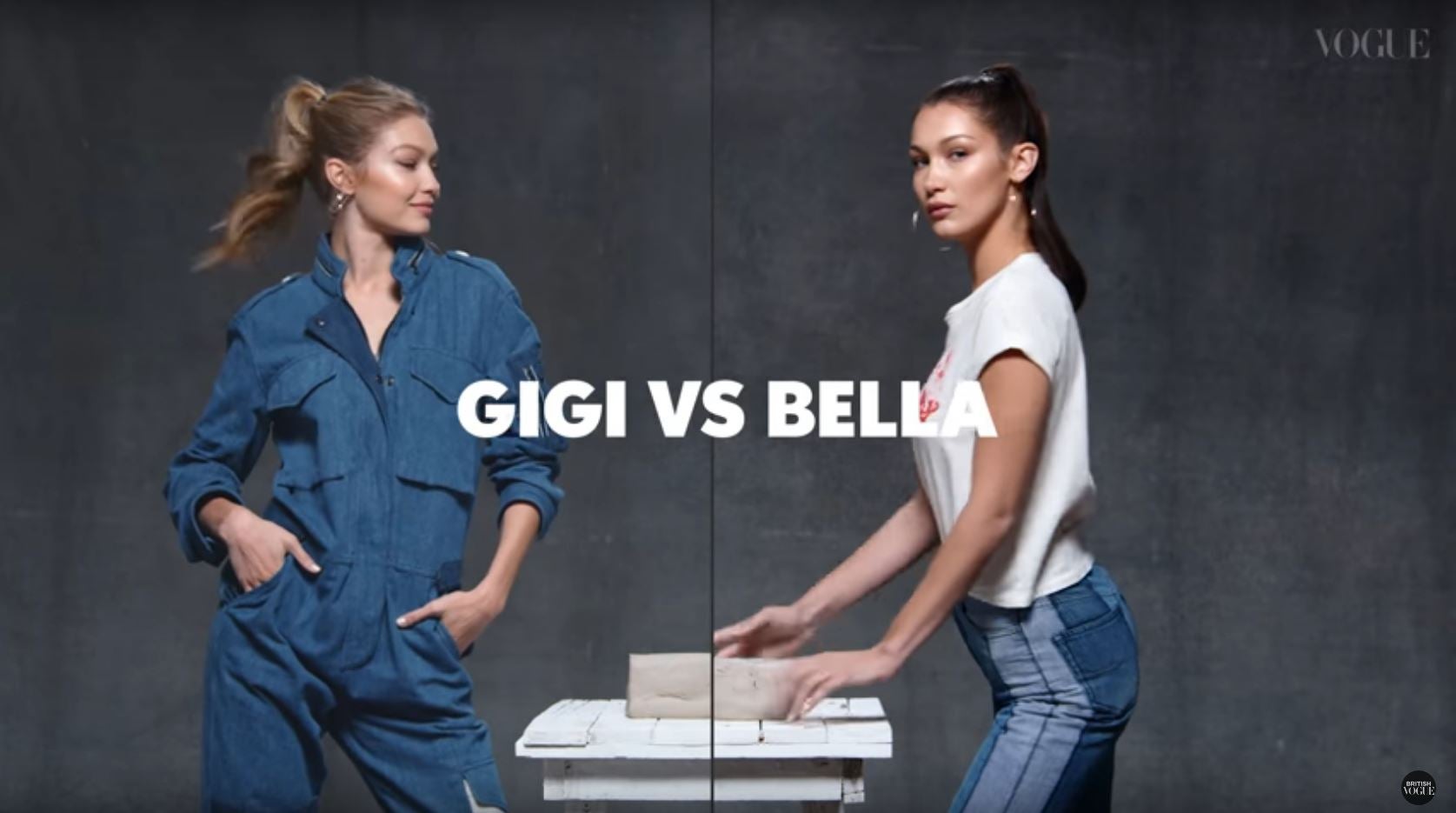 Las hermanas Hadid protanizaron un vídeo para Vogue UK en el que Gigi lucía un mono vaquero.