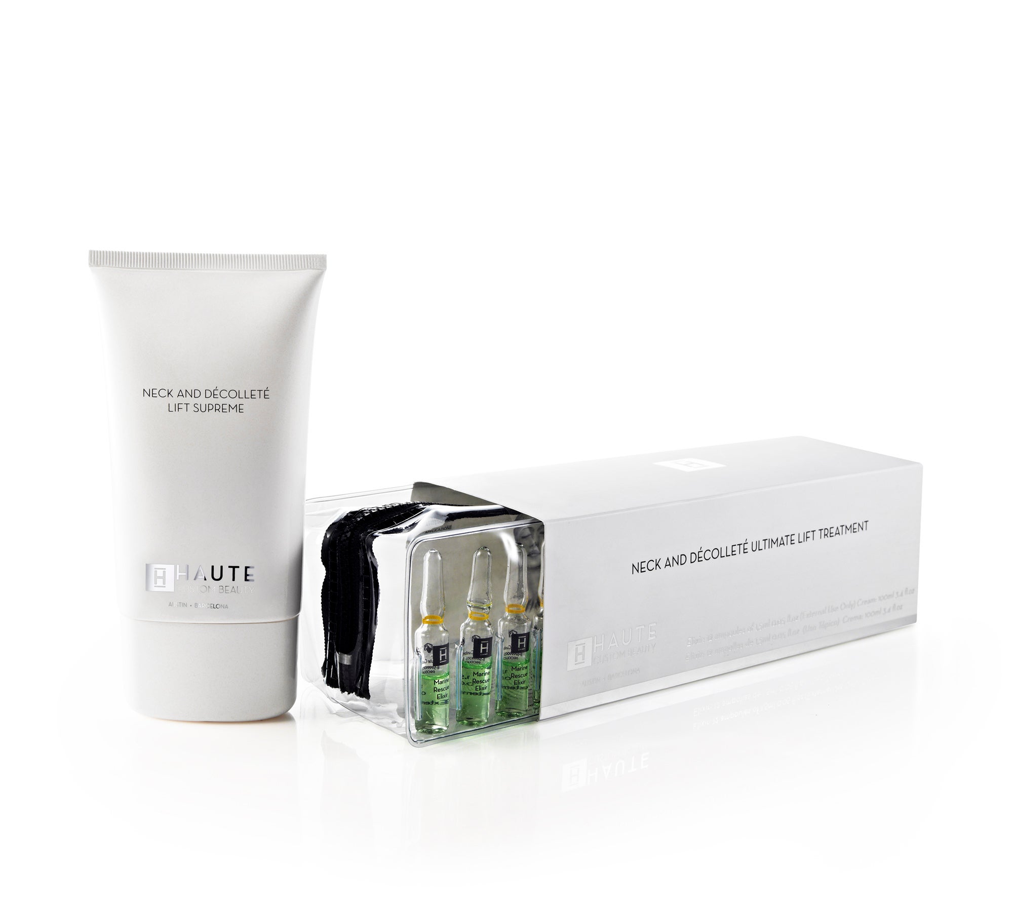 Neck and Décolleté Lift Supreme de Haute Couture. Con poderosos antioxidantes, nutrientes naturales y activos hidratantes de reparación profunda para cuello y escote. (210€)