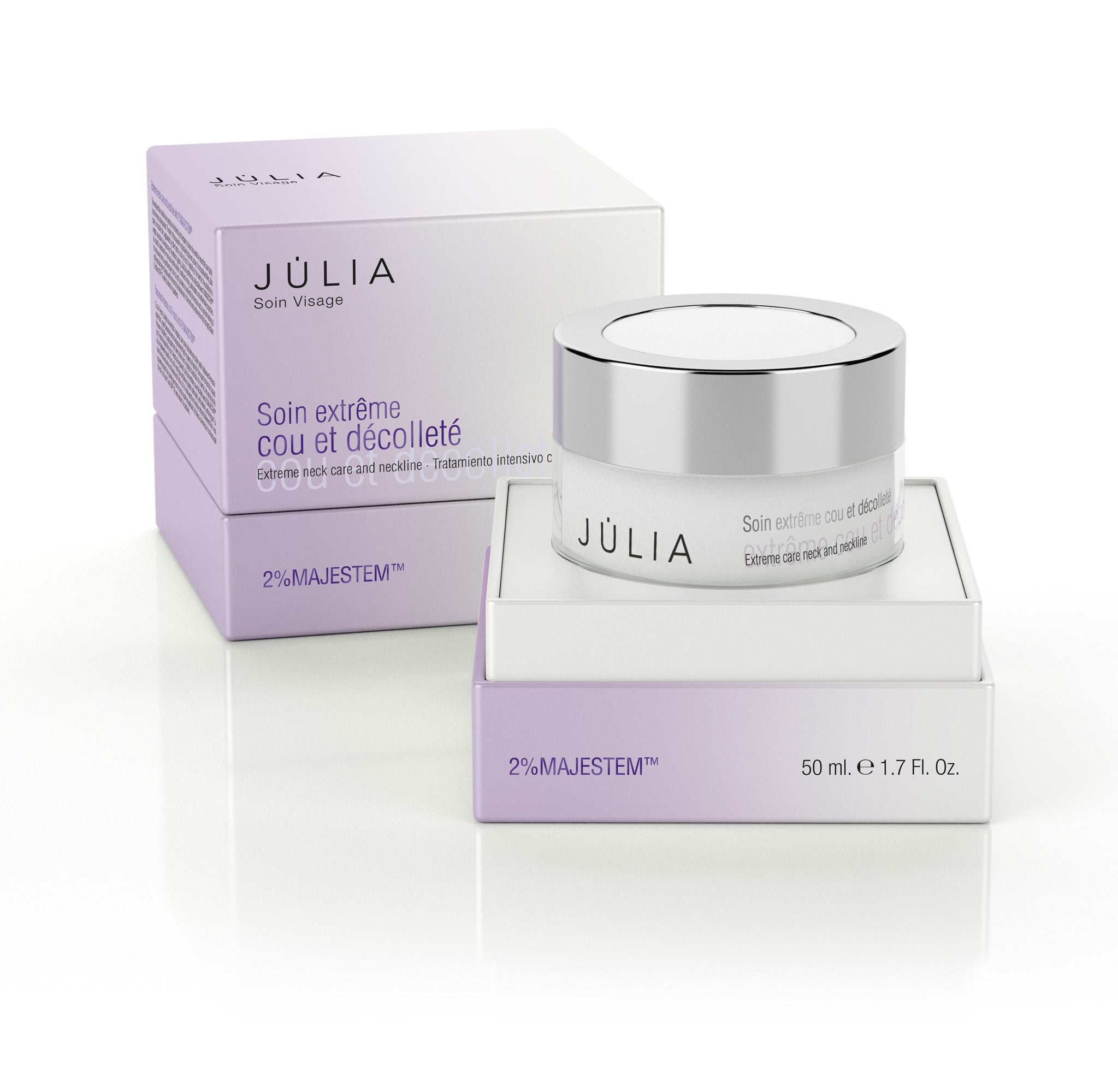 Soin extrême cou et décolleté de Júlia.Tratamiento especifico para cuello y escote que combina propiedades reafirmantes, antioxidantes y antiarrugas. ( 110,00€, Perfumería Julia)