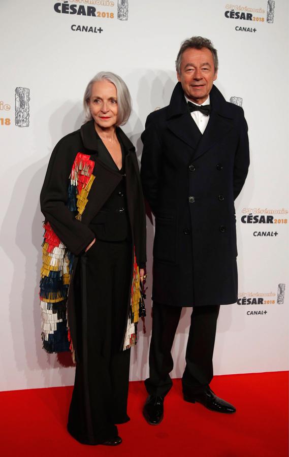 Michel Denisot y Martine Patier en la alfombra roja de los Premios César 2018.