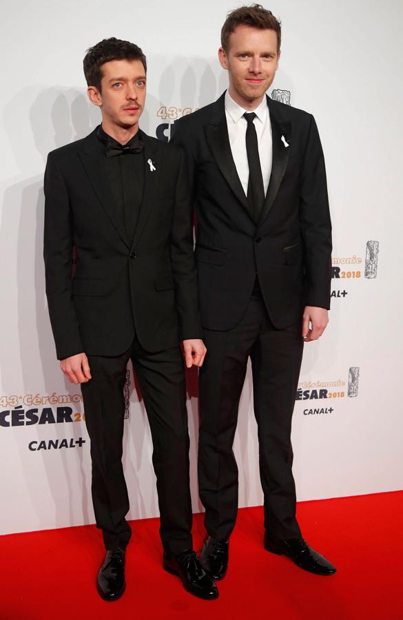 Nahuel Perez Biscayarta y Antoine Reinartz en la alfombra roja de los Premios César 2018.