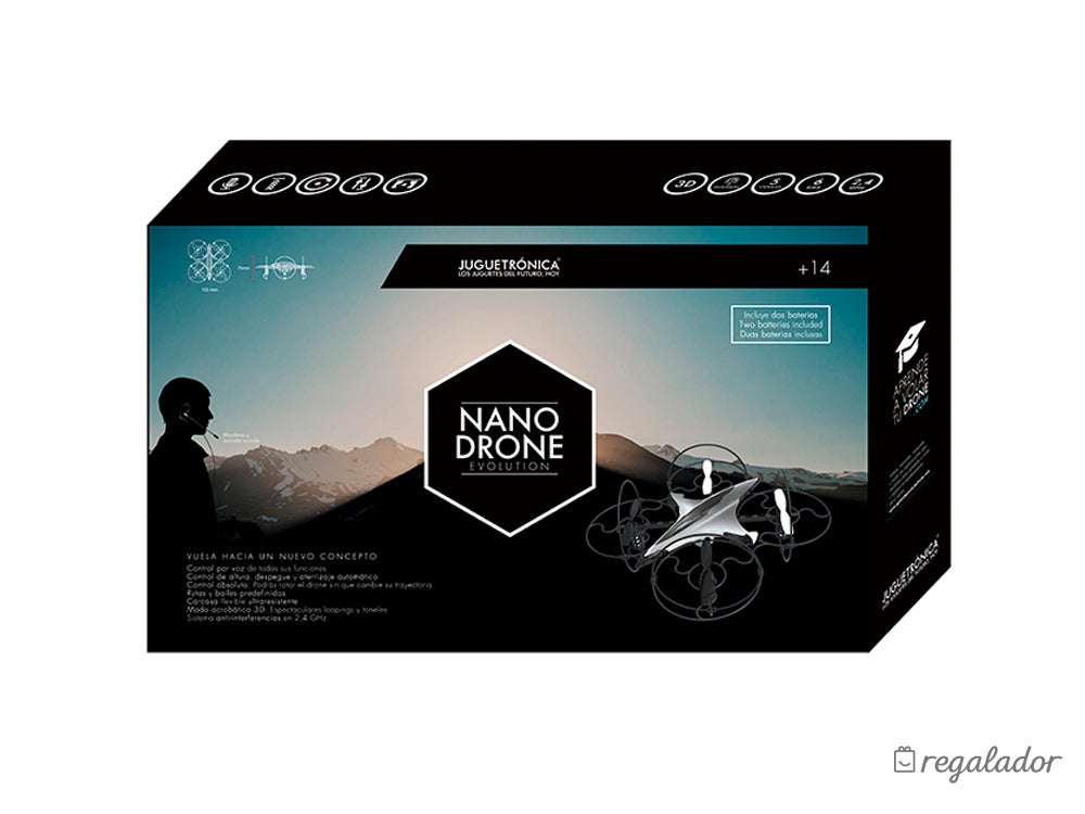 Entretenido estará seguro. Este Nanodrone Evolution tiene una ventaja: escucha. Puede dirigirlo con la voz pero también de forma manual. No tiene uno igual. 69,95€.