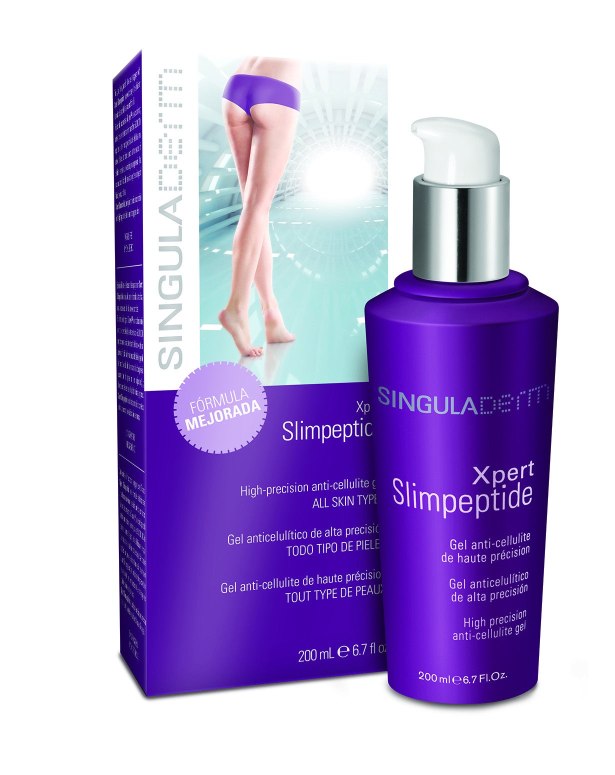 Xpert Slimpeptide Gel anticelulítico de Singuladerm. Este gel ha triplicado su principal activo, Sylusine, que trata y reduce los cúmulos de grasa de forma eficaz. (18,03€, 200ml)