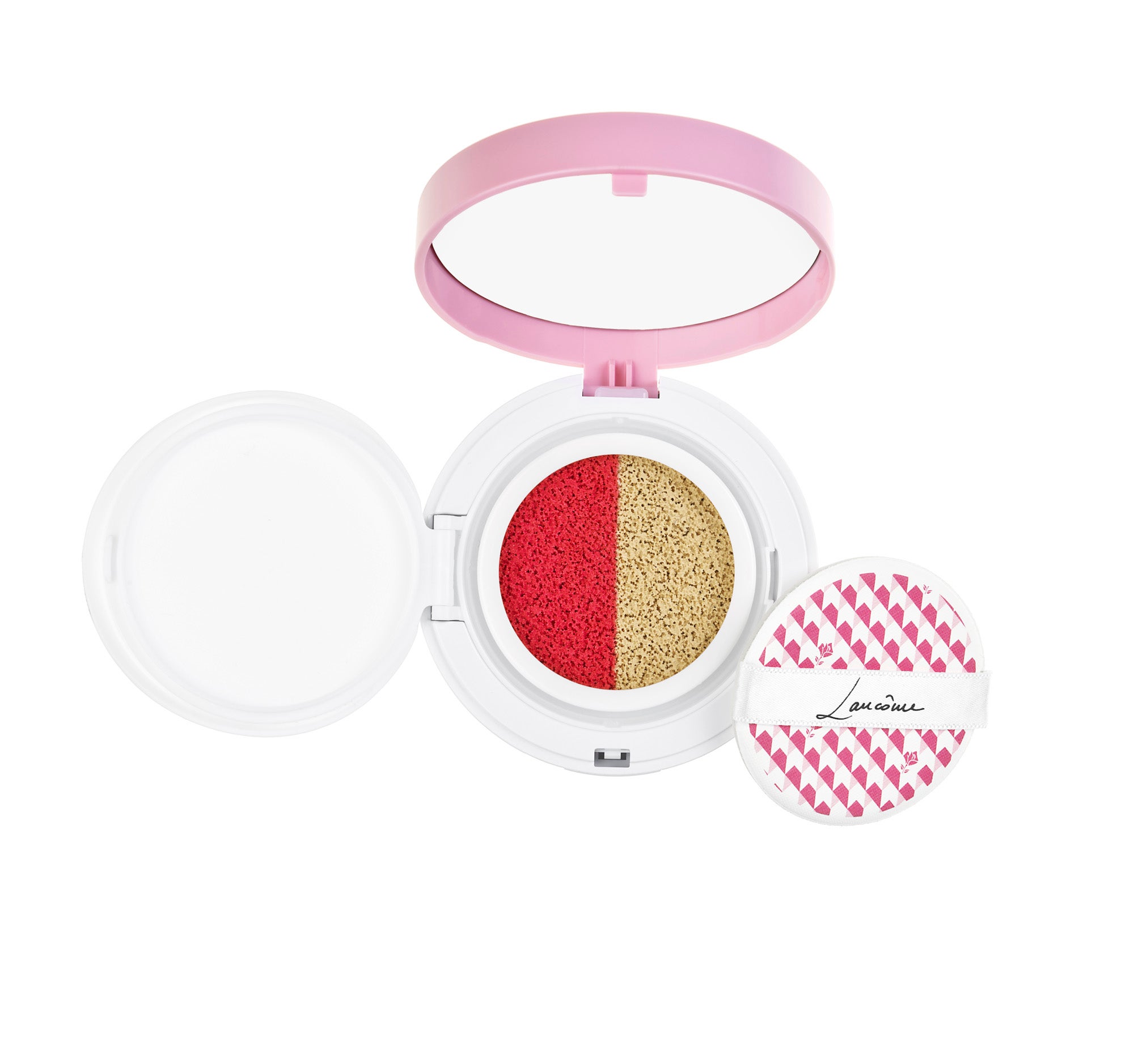 Un estuche con dos tonos para corregir el tono de la piel. El albaricoque es iluminador, el tono fresa proporciona un rubor rosado.