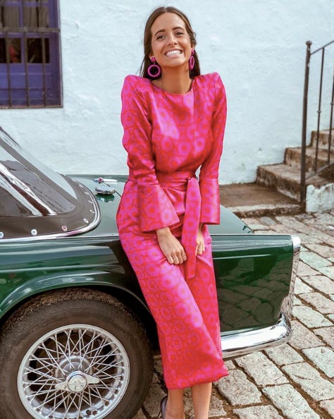 Maria Fernández Rubíes con vestido bicolor de Inés Martín Alcalde.