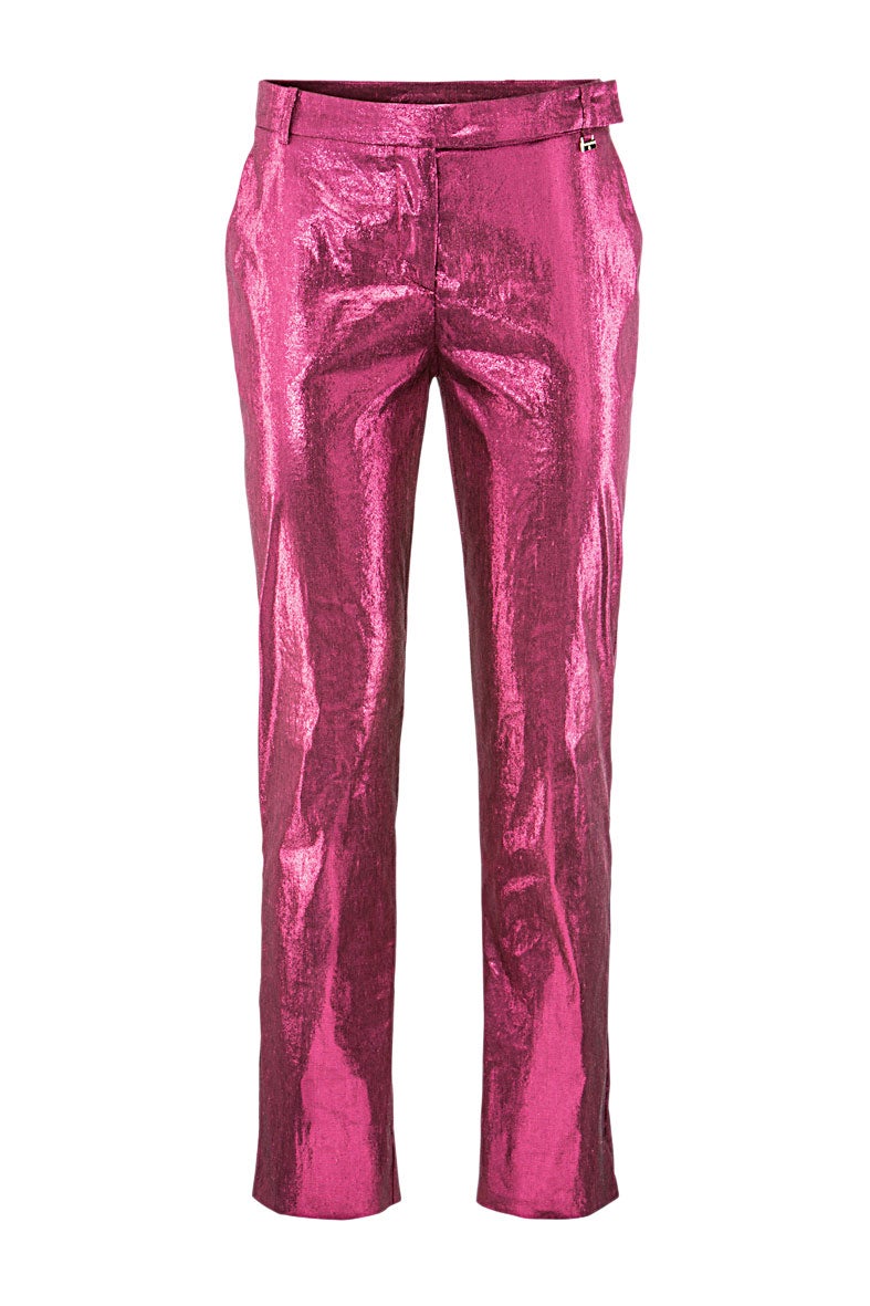 Pantalones brillo en tono fuscia de Patrizia Pepe.