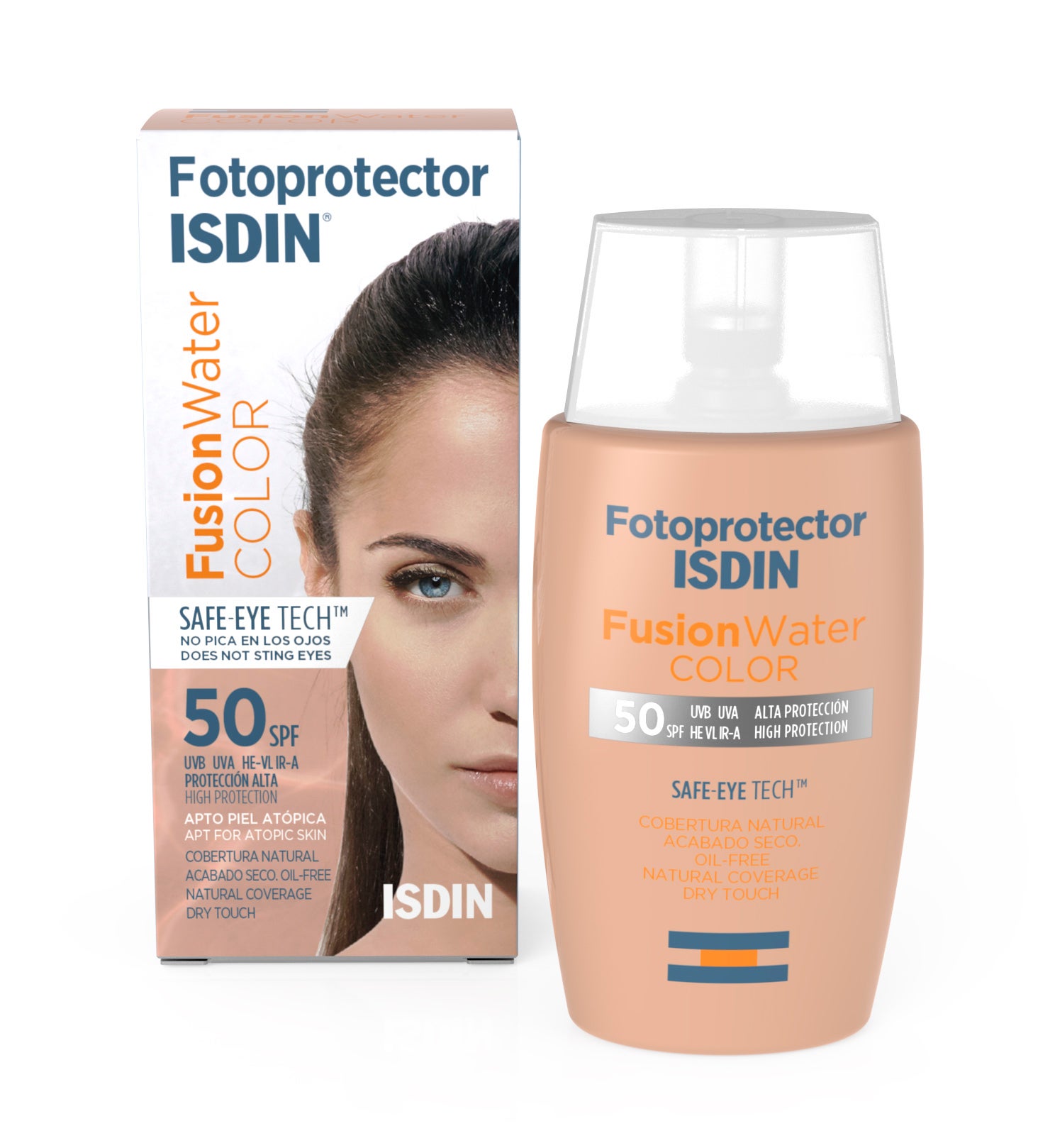 El fotoprotector facial Fusion Water, de base acuosa, se renueva este año incorporando color. Una fórmula que proporciona un acabado natural que unifica el tono y disimula imperfecciones actuando como una base de maquillaje. Contiene vitamina E, antioxidante, ácido hialurónico y una tecnología que no irrita los ojos. Es oil-free, no comodogénico, apto para todas las pieles y con SPF50. (19,95€)