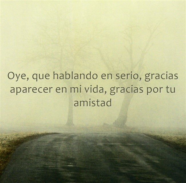 'Oye, que hablando en serio, gracias por aparecer en mi vida, gracias por tu amistad'.