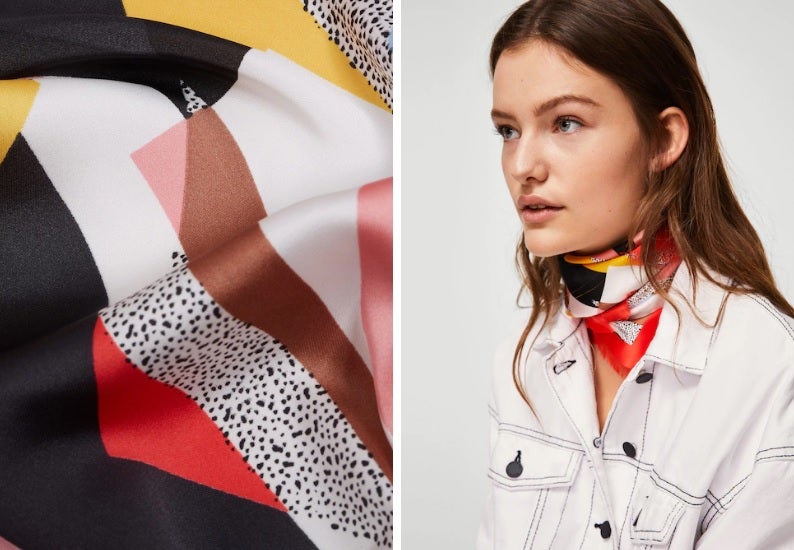 Pañuelo estampado de Mango. (19,99 euros).