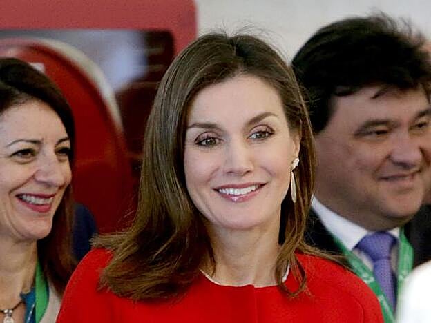 La Reina Letizia esta mañana en Huelva.