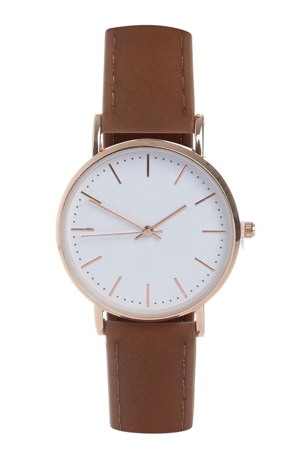 Reloj con correa marrón de Primark: 8 euros.