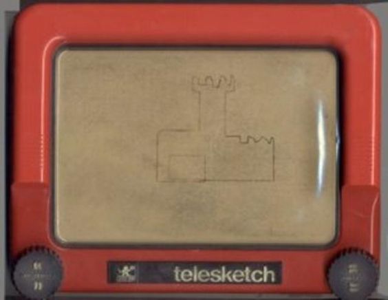 Telesketch, el precursor de la tableta gráfica actual. Con tan solo dos ruedas giratorias tenías que intentar hacer tus obras de arte. ¡Todo un reto!