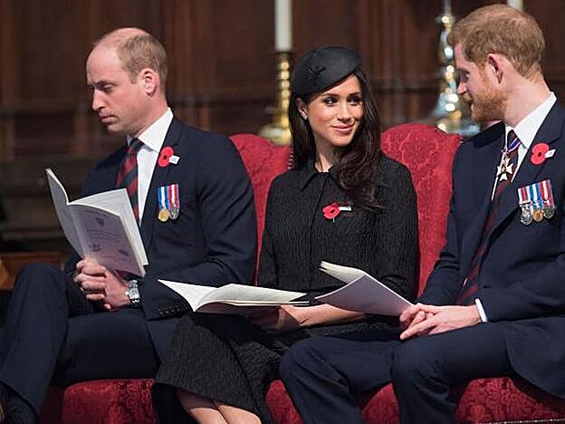 Príncipe Guillermo, Meghan Markle y el Príncipe Harry.