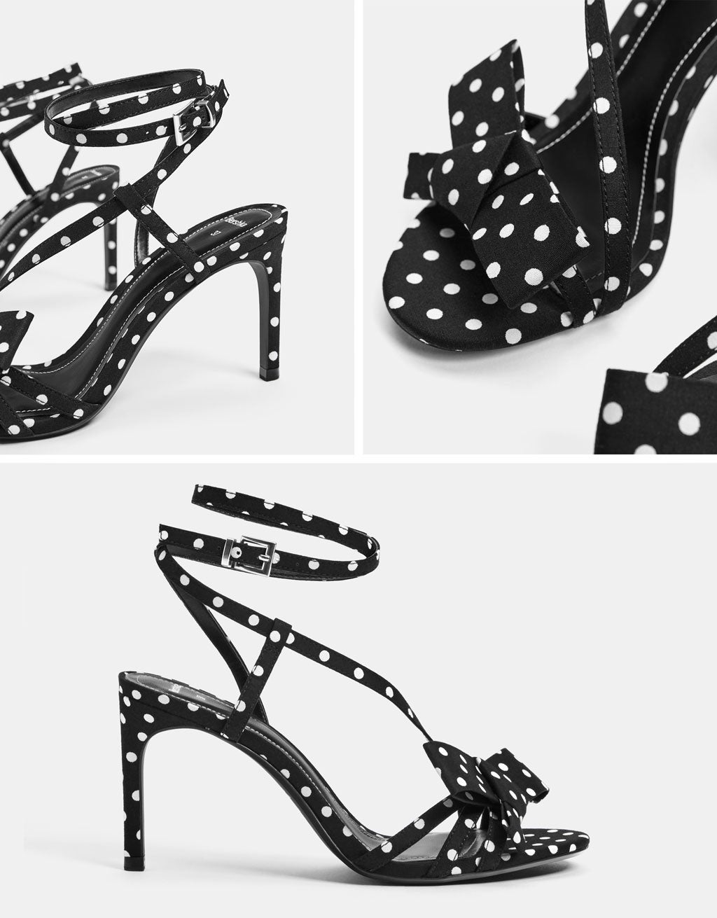Sandalia de tacón con lunares de Bershka: 25,99 euros.