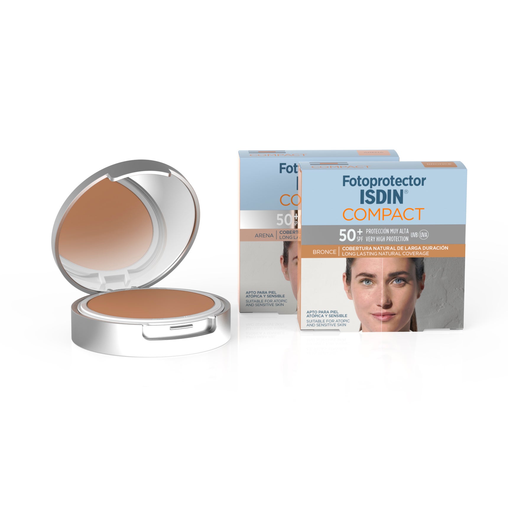 Conscientes de la preocupación que generan las manchas en el rostro entre las mujeres, las firmas cosméticas ofrecen, cada vez más, productos de maquillaje con protección. Puedes aplicarlos encima de tu crema hidratante, o si lo prefieres encima del fotoprotector, para asegurarte una protección más eficaz. Bases de maquillajes, protectores con color… se convierten en tus aliados en esta primavera. En la imagen Fotoprotector Isdin Compact SPF50+, unifica el tono de la piel, difuminando las imperfecciones (21,95€)