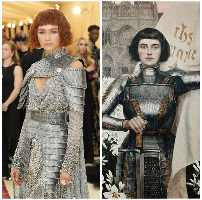 Zendaya y Juana de Arco. La jovencísima actriz parece una reencarnación de la heroína guerrera, tal como la pintó Albert Lynch en 1903.
