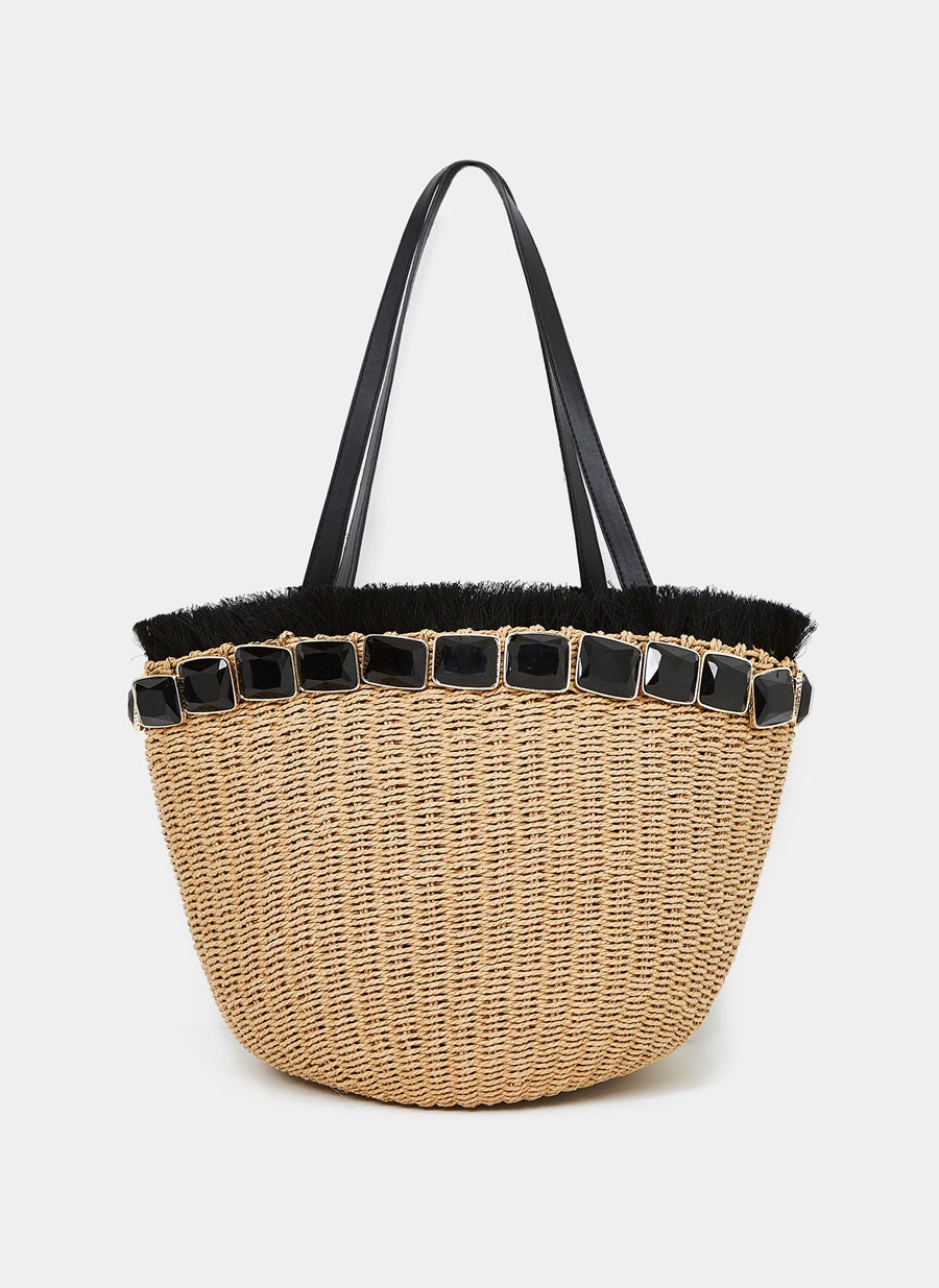 Bolso cesta multicolor de Bershka: 9,99 euros.