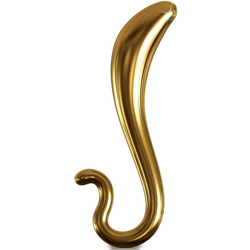 Visto así, pasa desapercibido como figura encima del mueble del salón.. ¿No te parece? Se trata de un consolador dorado de relights.es y cuesta 44,90 euros.