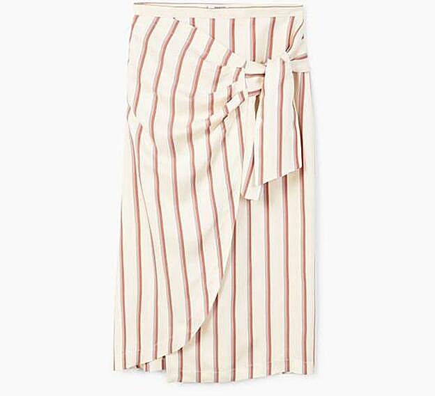 Falda de rayas verticales con lazo, 29,99 euros.