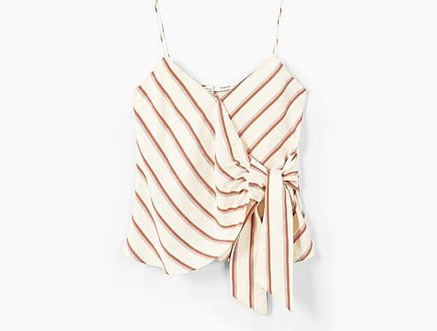 Top de rayas verticales con lazo lateral, 25,99 euros.