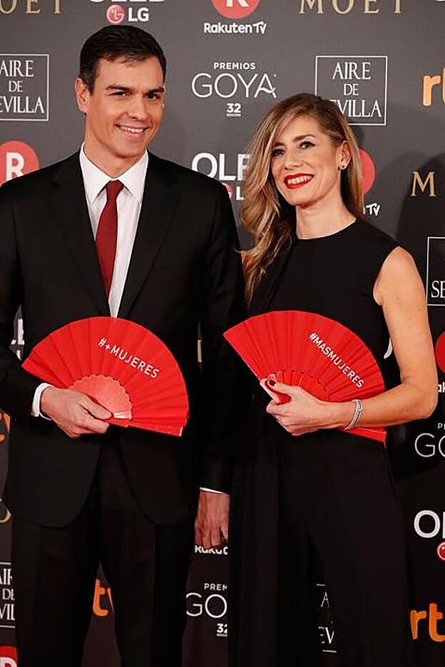 Begoña Gómez y Pedro Sánchez en los Premios Goya 2018.