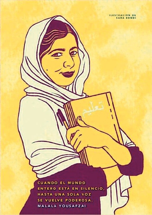 Ilustración de Malala en el libro 'Cuentos de buenas noches para niñas rebeldes' (Planeta).