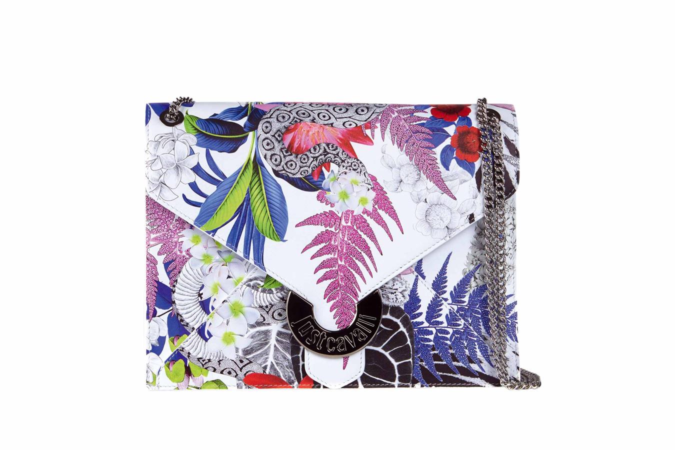 Esta cartera mezcla diferentes estampados de flores y hojas. ¿Su toque especial? Una búsqueda de colores diferentes.