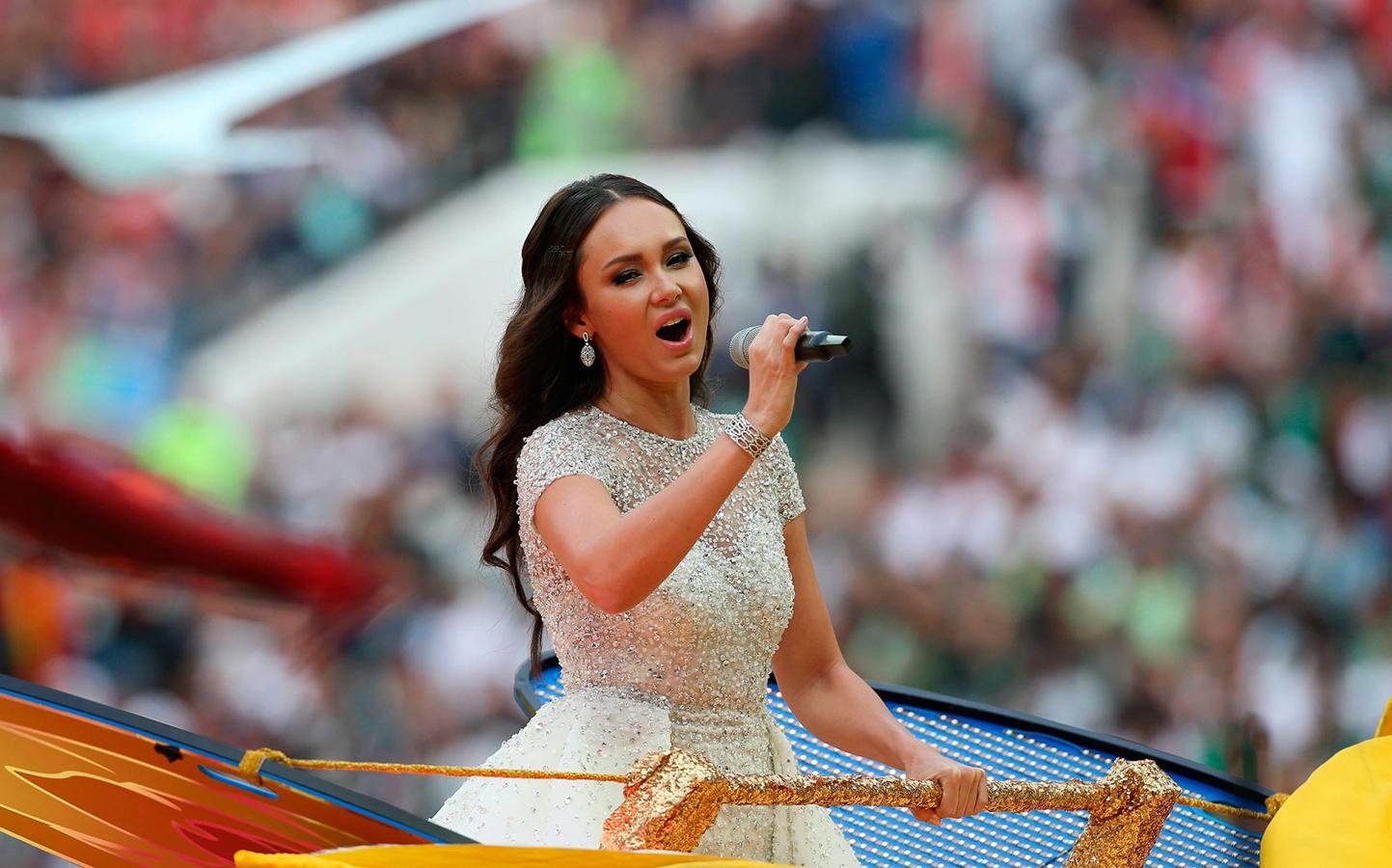 Aida Garifullina durante su actuación en la ceremonia de inauguración del Mundial de Rusia 2018.