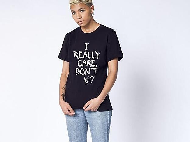 Camiseta con el lema: 'I really Care, Don`t U?