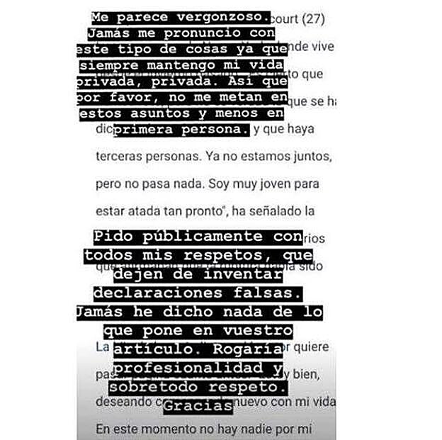 Este es el 'stories' en el que ha estallado Rocío Crusset.