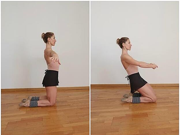 Pasos del ejercicio para el alargamiento de cuadriceps.