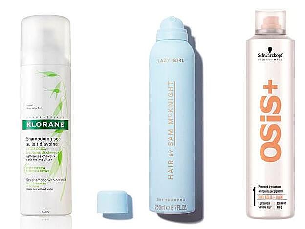 Champú Seco a la Ortiga Blanca de Klorane. Dry Shampoo de Hair by Sam McKnight (en Laconicum.com). Osis+ Champú Seco Pigmentado para cabellos rubios de Schwarzkopf.