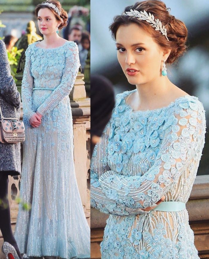 En 'Gossip Girl', Blair Waldorf (Leighton Meester) se casa con Chuck Bass (Ed Westwick) en el episodio final. Sin embargo, lo verdaderamente inolvidable no fue el final feliz, sino el Elie Saab azul y la tiara que la novia eligió para su boda. Regia neoyorquina.