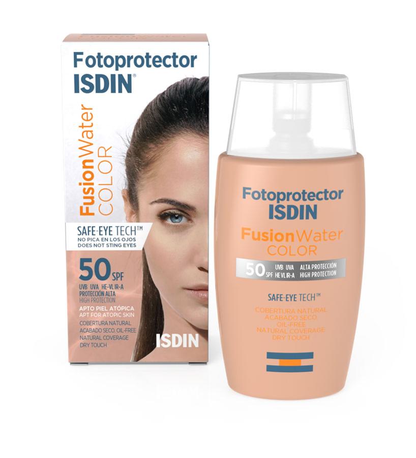 Si te pican a rabiar cuando te aplicas el fotoprotector haymuchas posibilidades de que sus componentes te provoquen alergia. ESDIN lo evita con sus sistema Save - Eye Tech que no irrita los ojos. Ya demás aporta un toque de color.  Fusion Water Color SPF50 de ISDIN  (19,95 €).