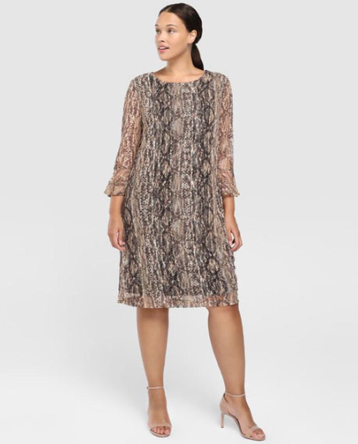 Vestido de Antea Plus con estampado de serpiente, 79,99 euros.