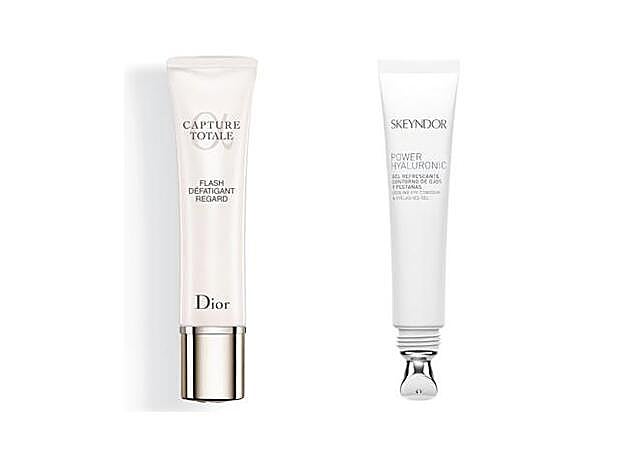 Capture Totale Flash Défatigant Regard de Dior (98,26 €). Gel Refrescante Contorno de Ojos y Pestañas de Skeyndor (32,75 €).