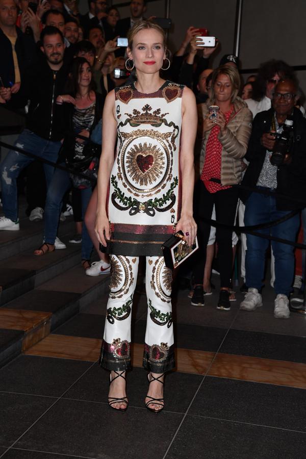 Diane Kruger se convirtió en la 'reina de Corazones' en la cena de gala que ofreció Dior en el Festival de Cannes con este espectacular traje joya de... ¡Dolce&Gabbana!