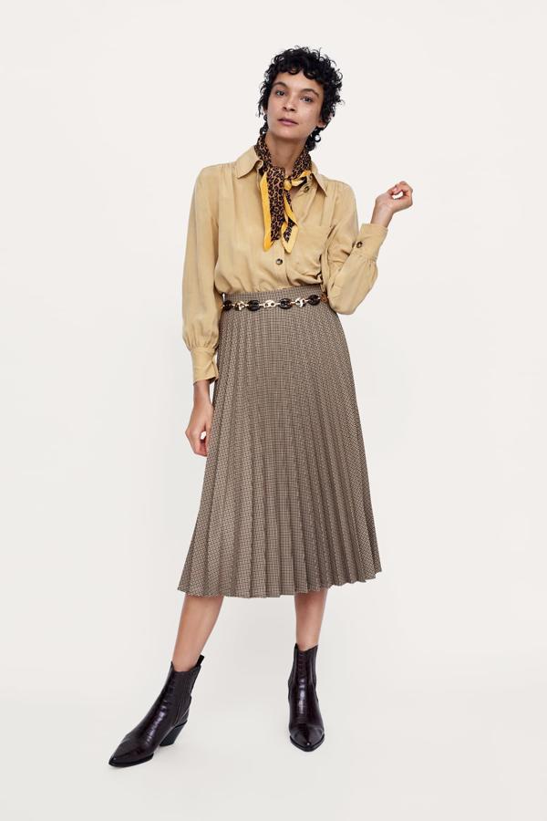Falda plisada de cuadros, 39,95 euros.