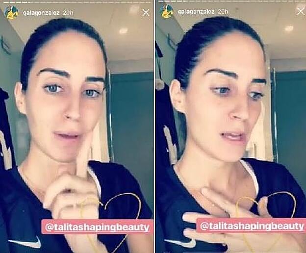 La influencer Gala González explicando su experiencia con el masaje drenante.