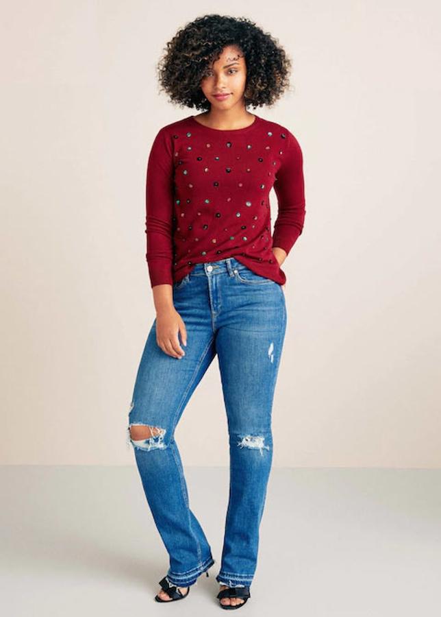 Jersey con apliques decorativos, 39,99 euros.