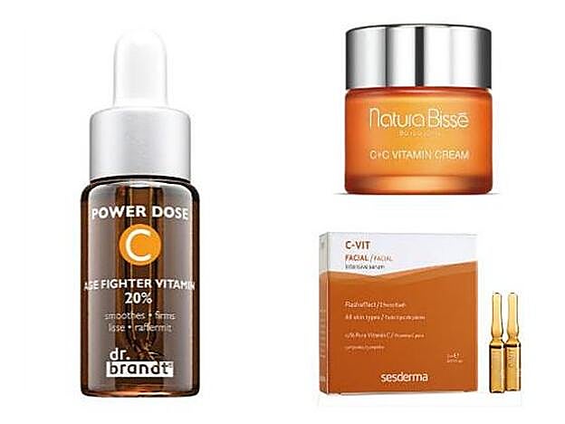 1.Vitamin C Power Dose de Dr. Brandt (69 €). En Sephora. / 2. C+C Vitamin Cream SPF10 de Natura Bissé (86,50 €). / 3. C-Vit AX+ Antiox Intensive Serum Booster System de Sesderma (19,95 €).